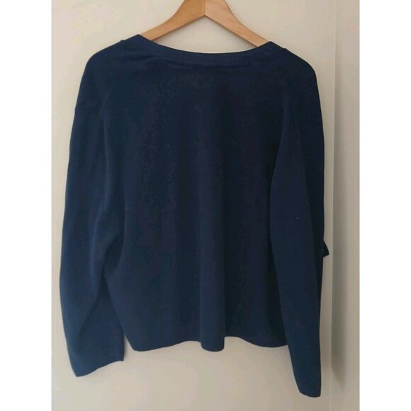 J. Jill Open Front Cardigan Size XL Blue Cotton Thin Knit Closet Staple - Picture 9 of 12